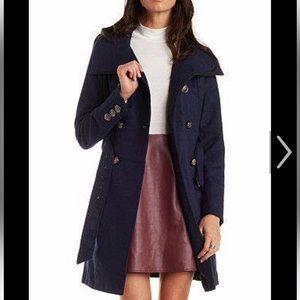 Charlotte Russe double breasted navy wool coat size medium